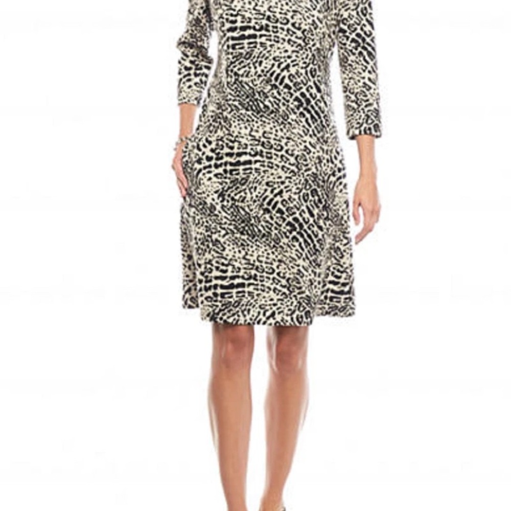 Nine West Animal Print Long Sleeve Dress